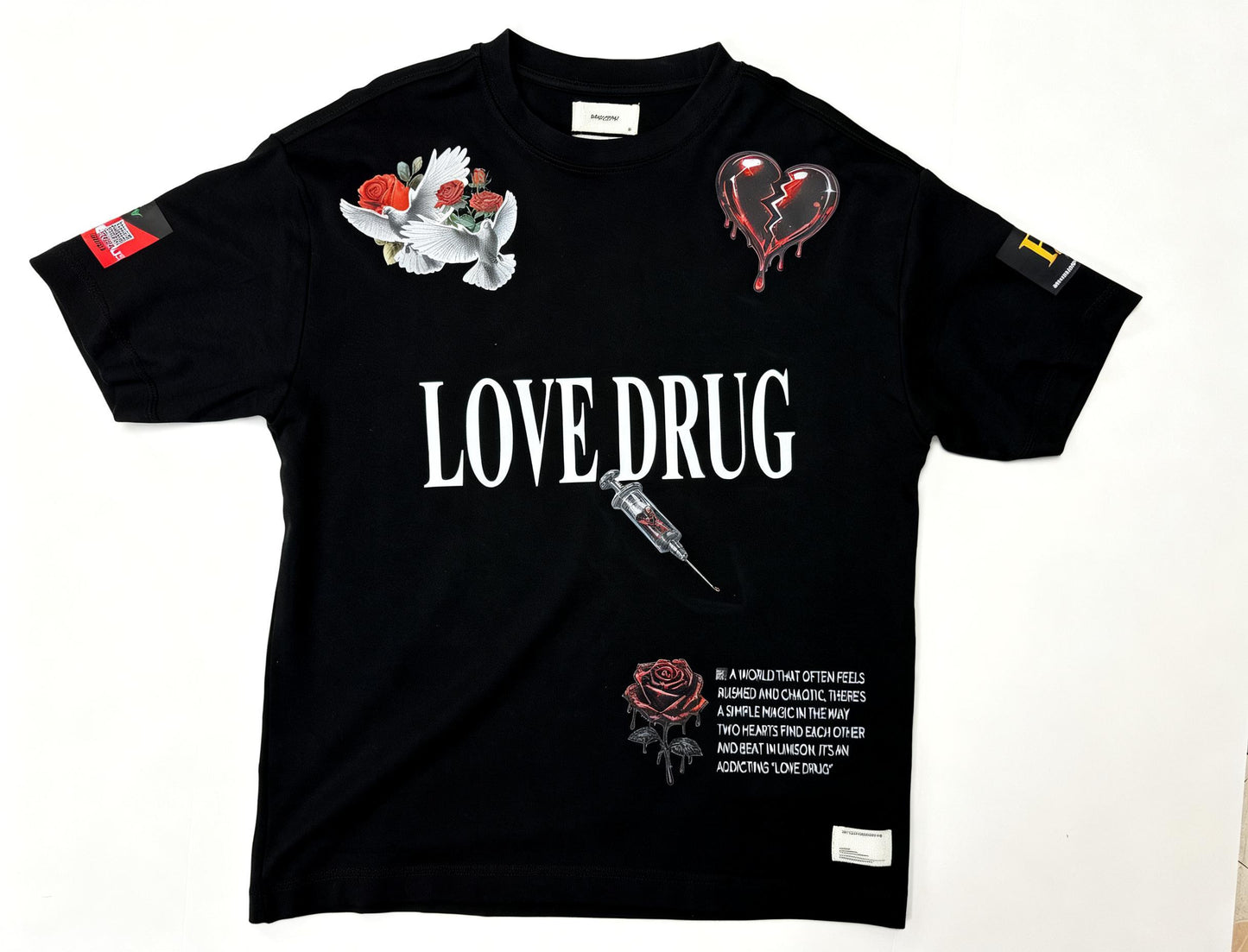 Love Drug Oversized Black Shirt