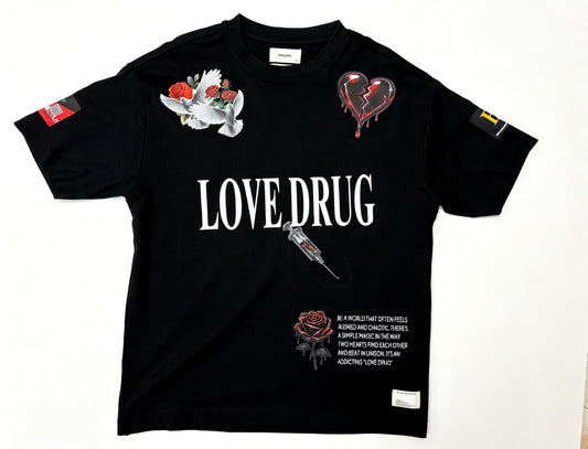 Love Drug Oversized Black Shirt